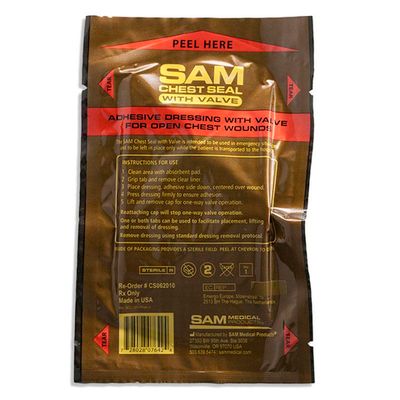 Пластырь при проникающих травмах груди c односторонним клапаном Sam Chest Seal | Военторг ALLMULTICAM 