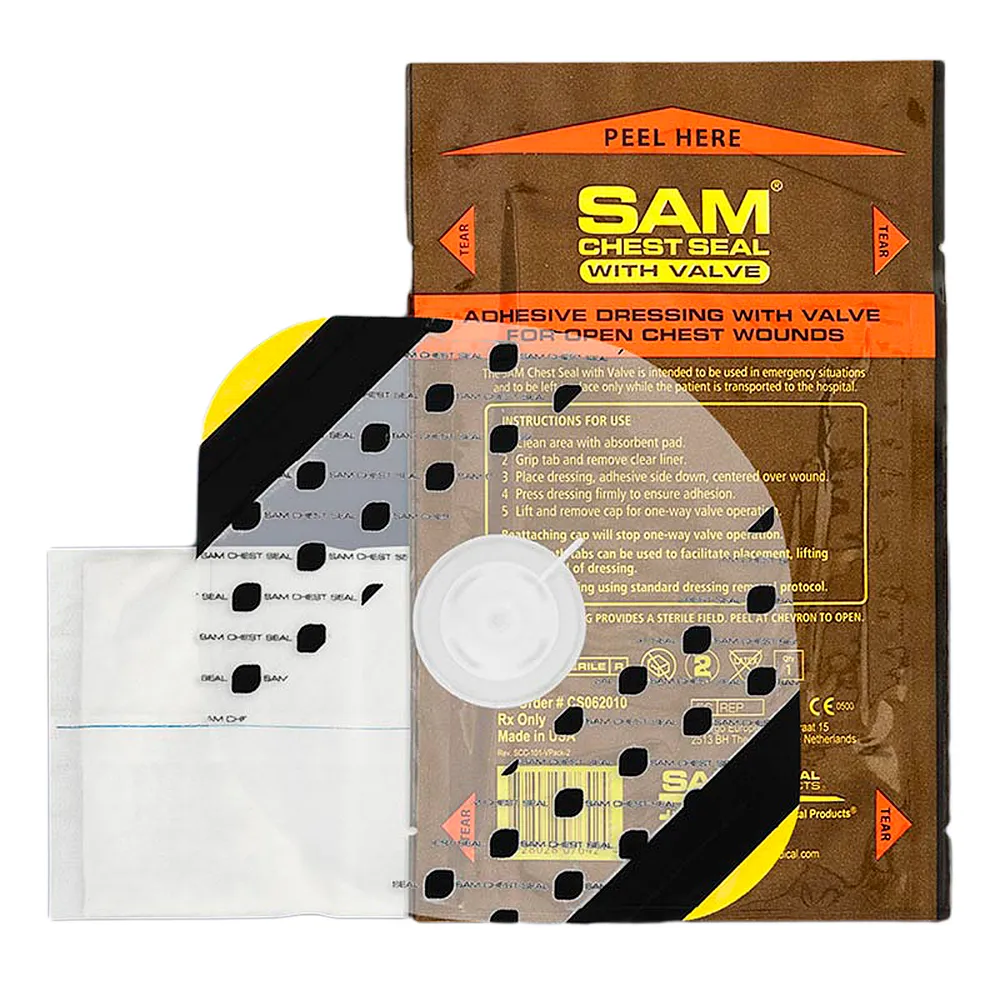 Пластырь при проникающих травмах груди c односторонним клапаном Sam Shest Seal